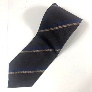 Daniel De Fasson 100% Silk Hand Made Men's Necktie Brown Striped Autographed